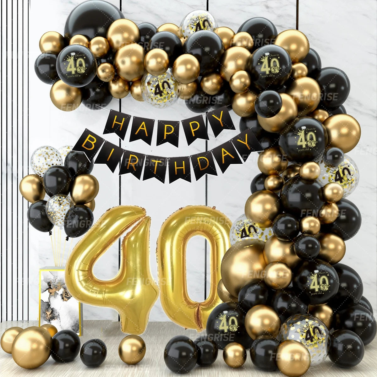 Black Gold Balloon Arch Kit