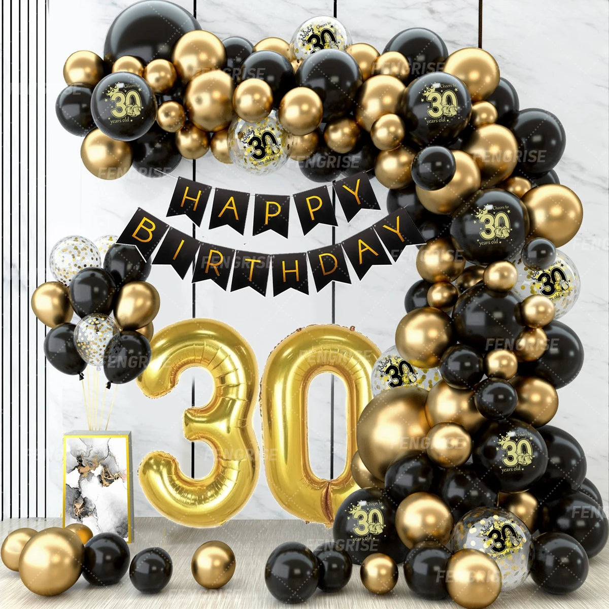 Black Gold Balloon Arch Kit