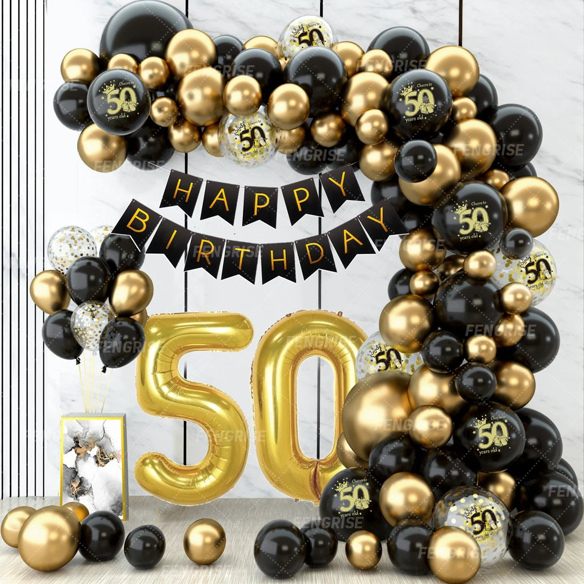 Black Gold Balloon Arch Kit