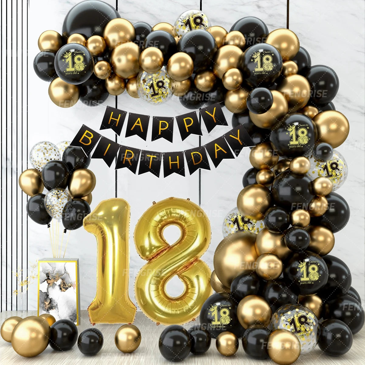 Black Gold Balloon Arch Kit