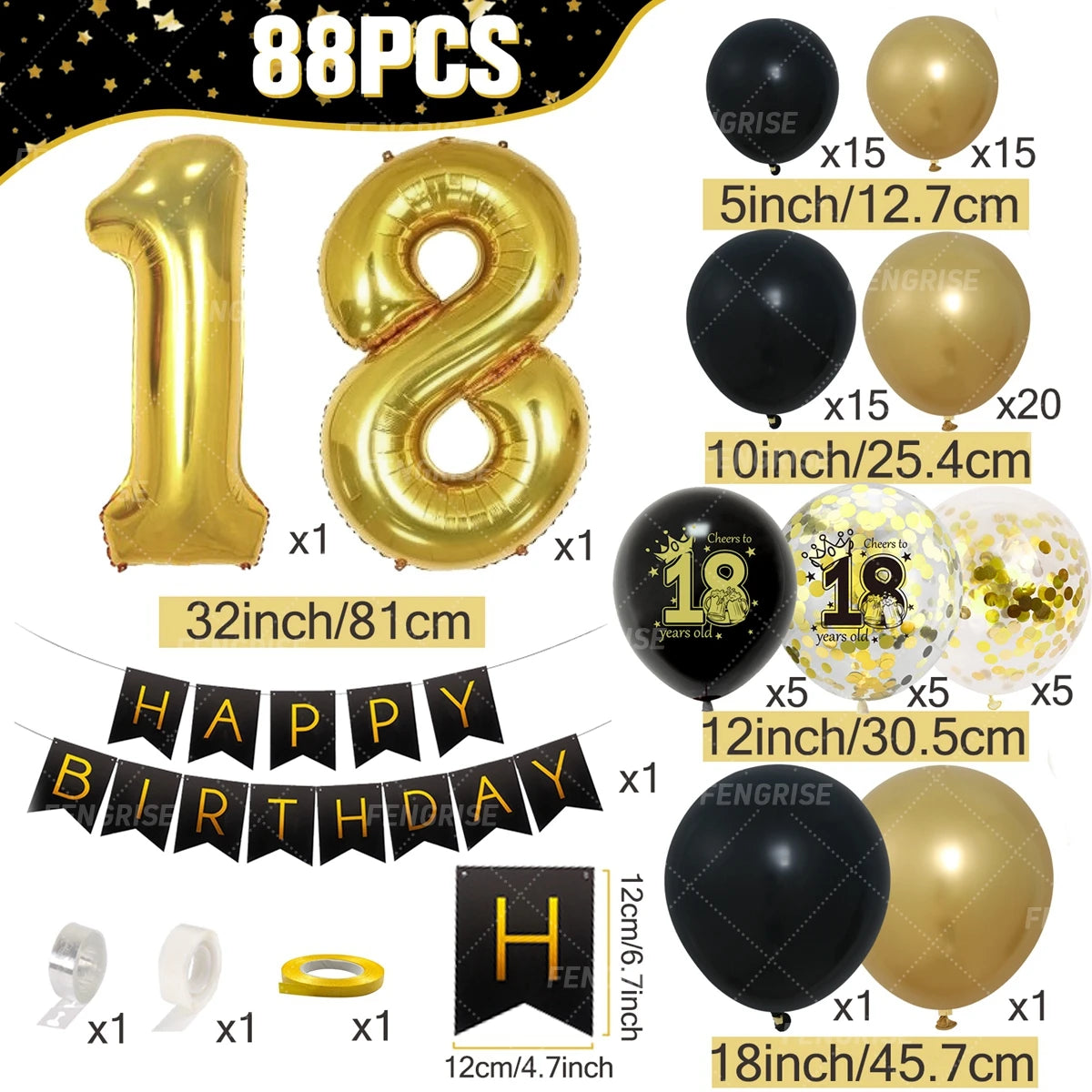 Black Gold Balloon Arch Kit